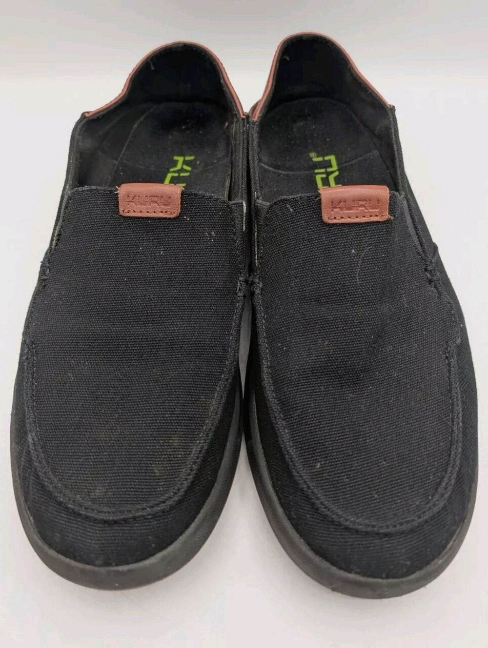 KURU Pace KuruCloud Black Loafers Slip On Shoes Canvas Leather Mens US Sz 8